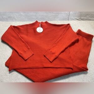 Anrabess‎ 2 Piece Sweater Set Sz M Women’s Burnt Orange Loungewear NWT